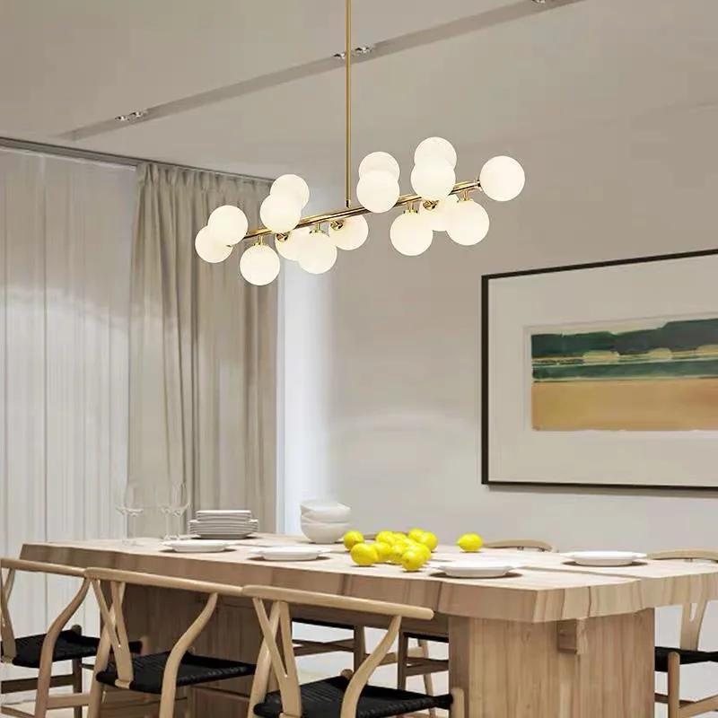Nordic Black Loft Living Dining Room Magic Bean Molecular Chandelier, Simple  Creative Dining Table bar Glass Bubble Ball Lamp