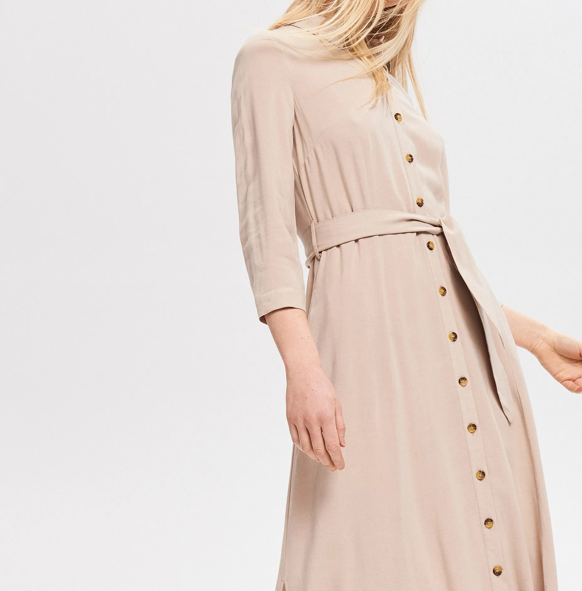 Summer Maxi Linen Nude Color Shirt 