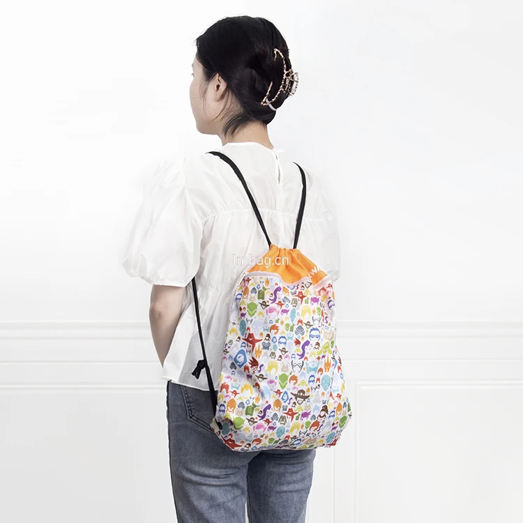 Custom Logo Oxford Student Drawstring Backpack Bags 600 Polyester Cinch Sack