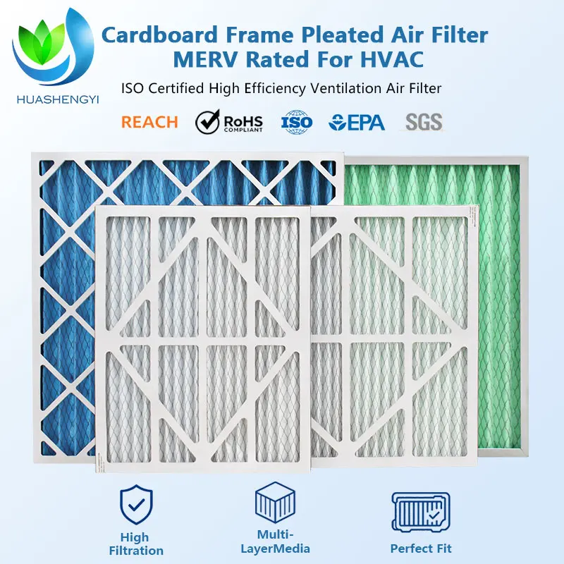 Hot Selling Pleated Filter Panel 16x25x1 HVAC Furnace Air Filter Merv 8 1113 Filter Pre Filter for Air Conditioning Ventilation