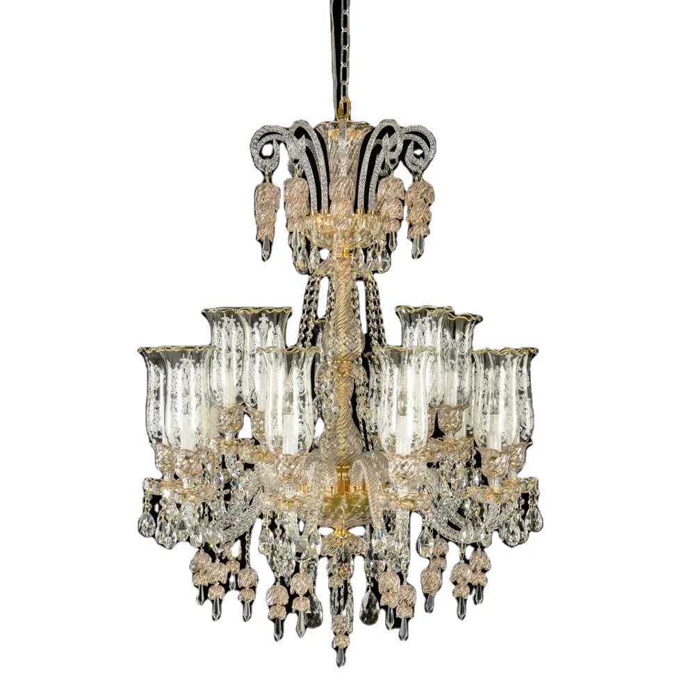 12-teiliges Kronleuchter Zubehör Set - Kristall Lampensockel Hülsen Retro Gold