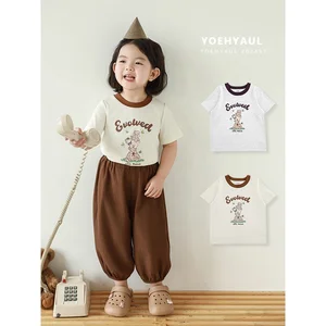 YOEHYAUL Fashion Custom Design Cartoon Print Kids Girls Long Shirt Soft Child Girls Tshirts and Top Toddler Oversized T-shirts
