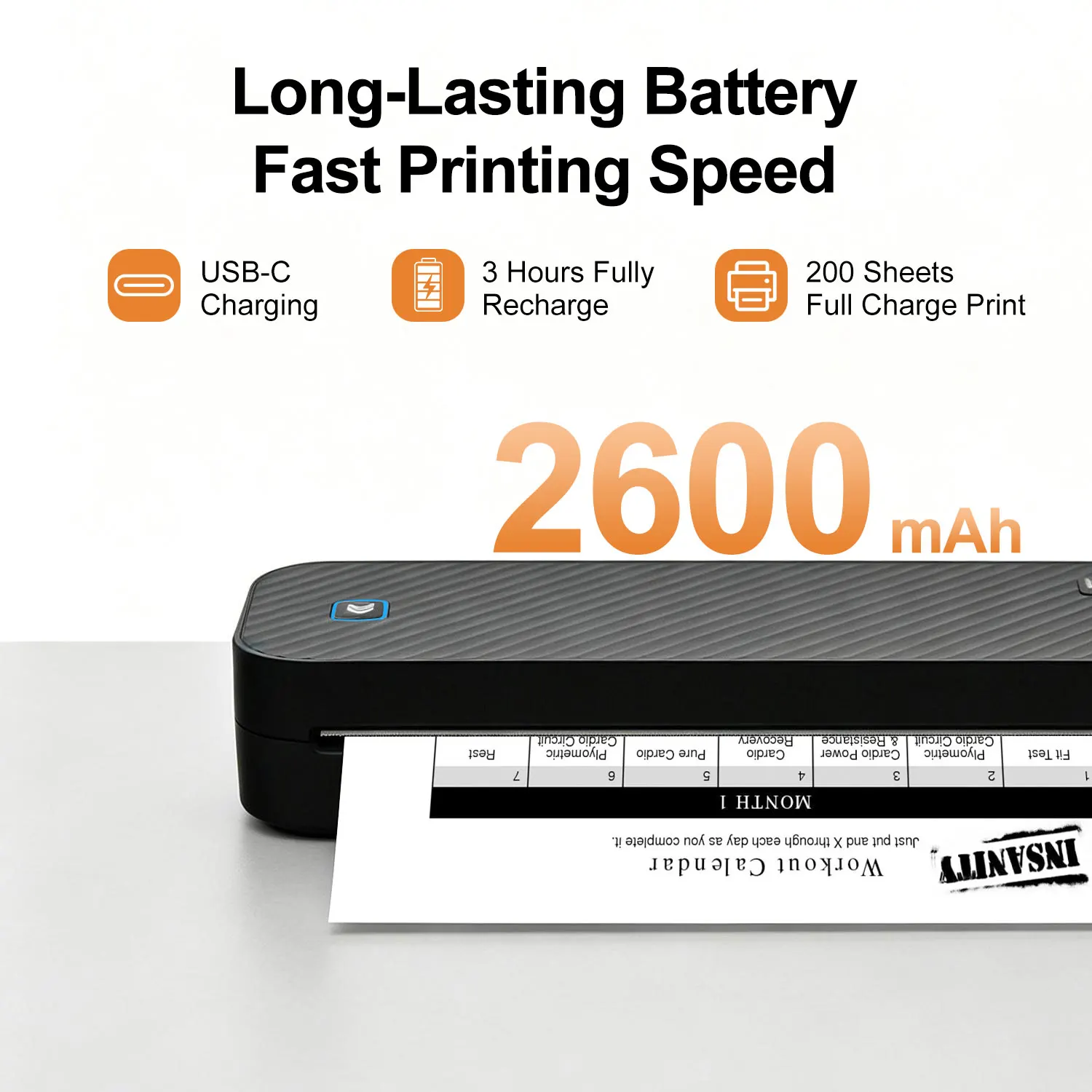 OEM HZTZ 8 Inch Mini A4 Thermal Printer - Portable Wireless 
