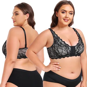 Push-Up Gothic Side Support Vest Bra Women Plus Size Lace 3/4 Cup Bra