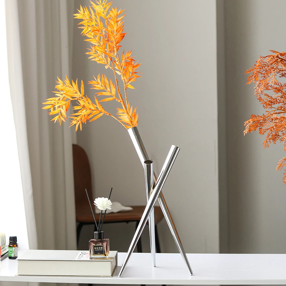 Simple Design Style Hotel Restaurant Room Decoration Metal Flower Vase