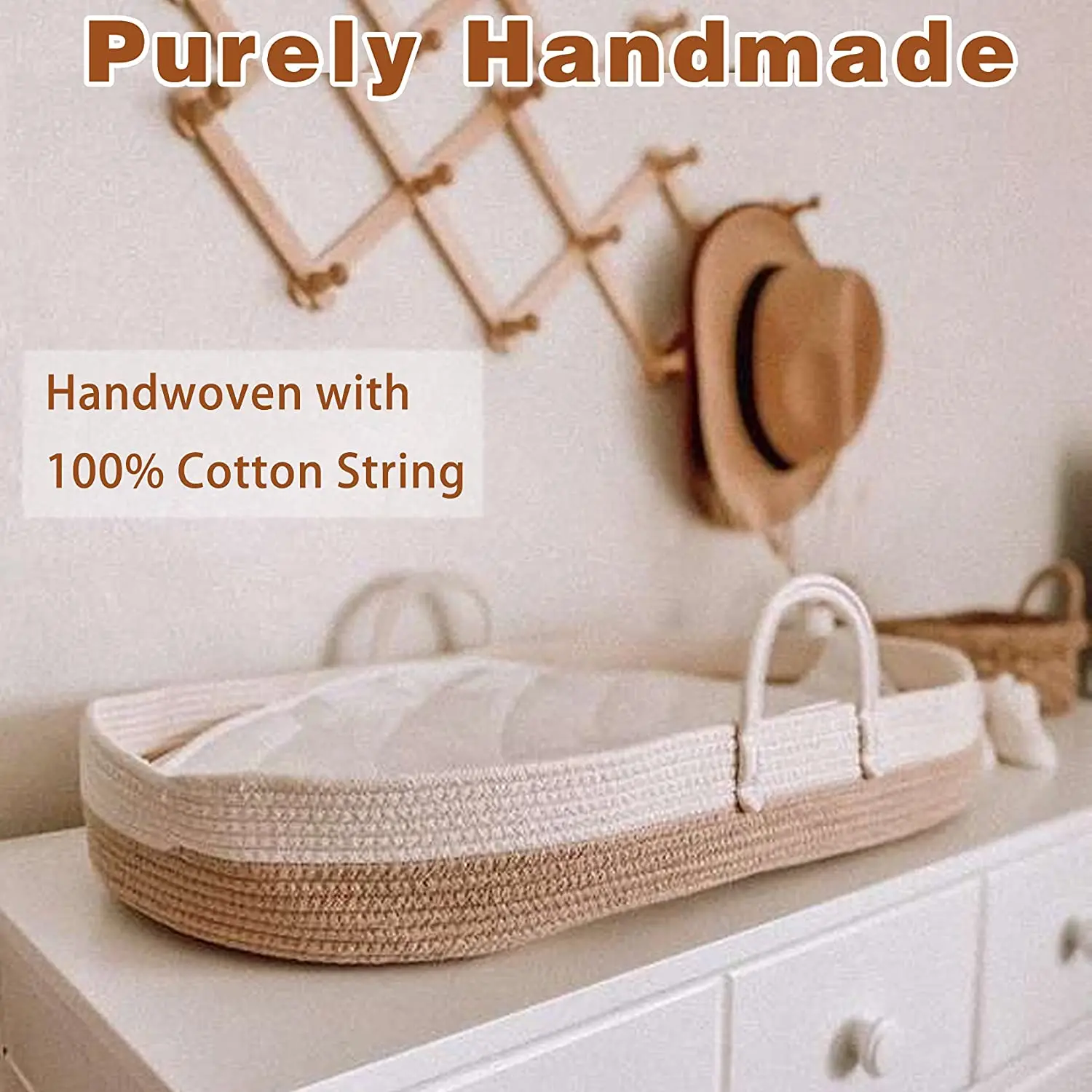 natural woven Baby Diaper Changing Basket junian home arts