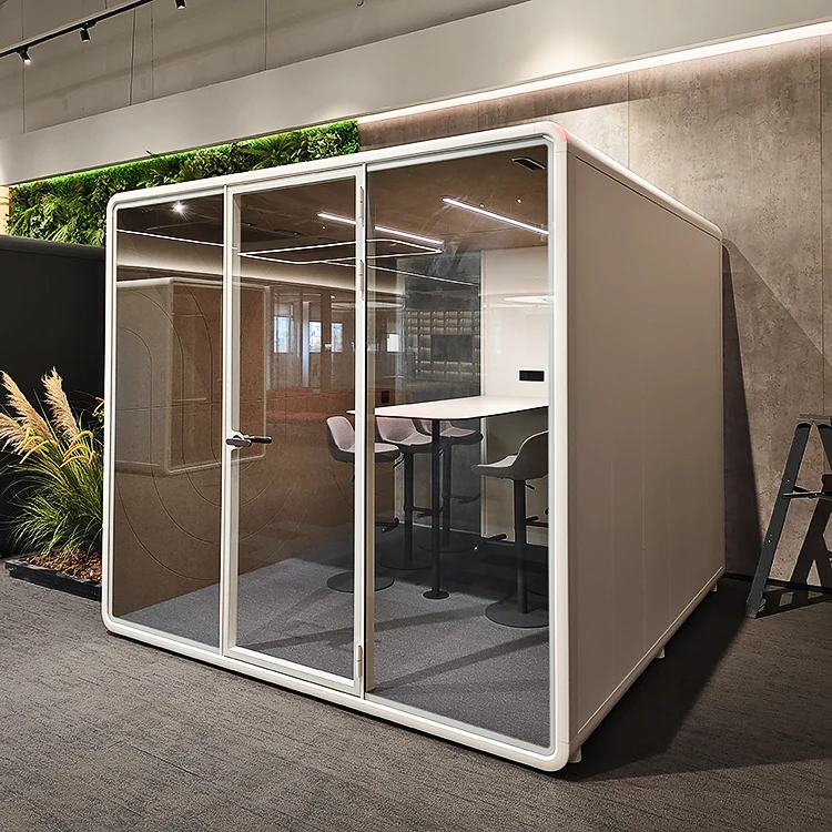 Modular Office Meeting Pod with STC30dB Soundproofing and 100-240V Power Supply for Private Meetings