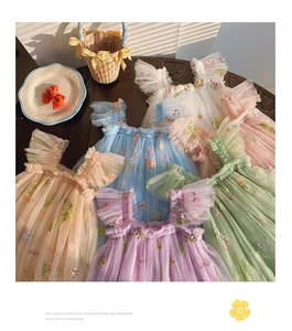 Summer Tulle Dress with 3D Embroidery for Girls OEM ODM Baby Frock Children's Dresses