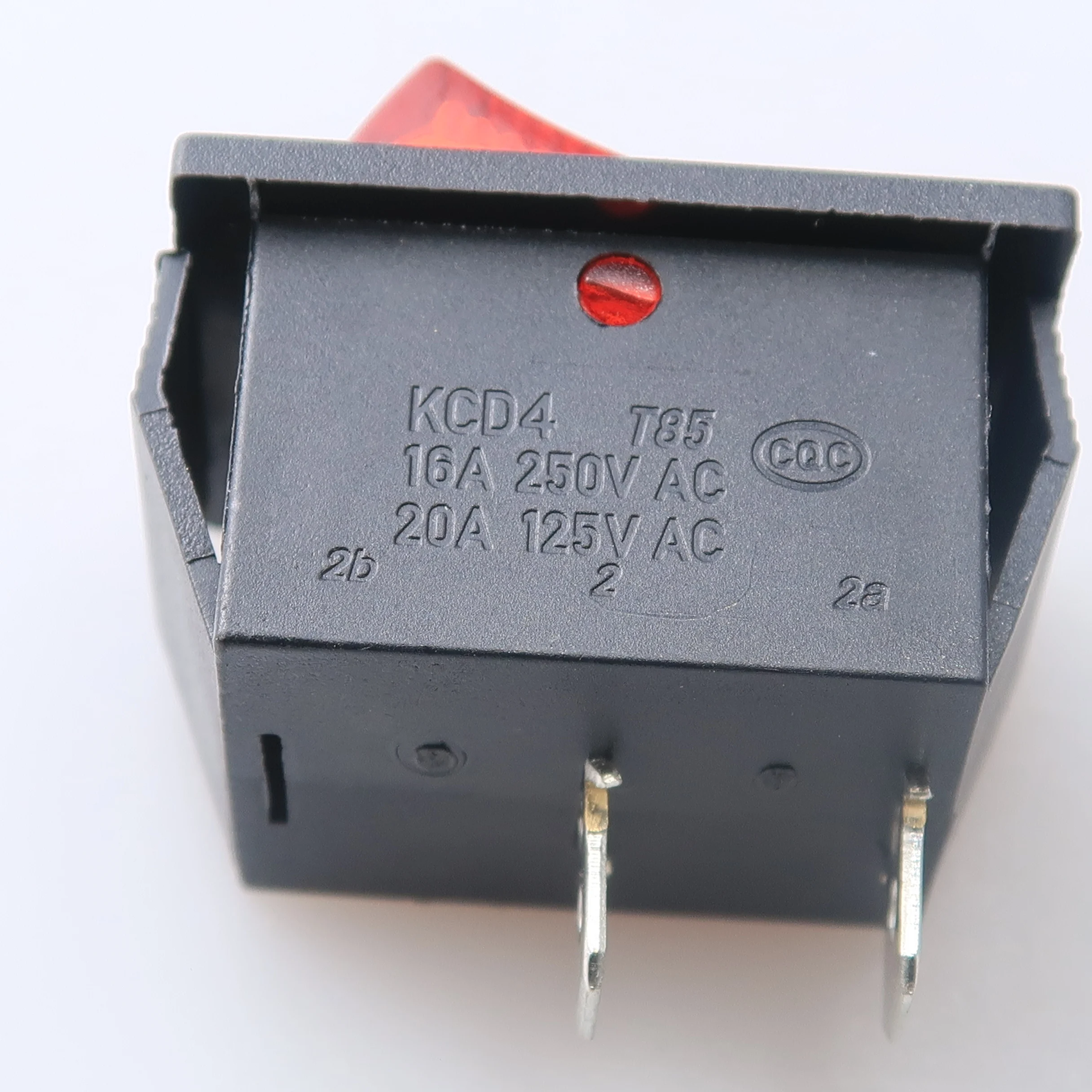 4-Pin ON/OFF Rocker Switch With LED Light - 16A/250V, 25x31mm Panel Mount (DPST)