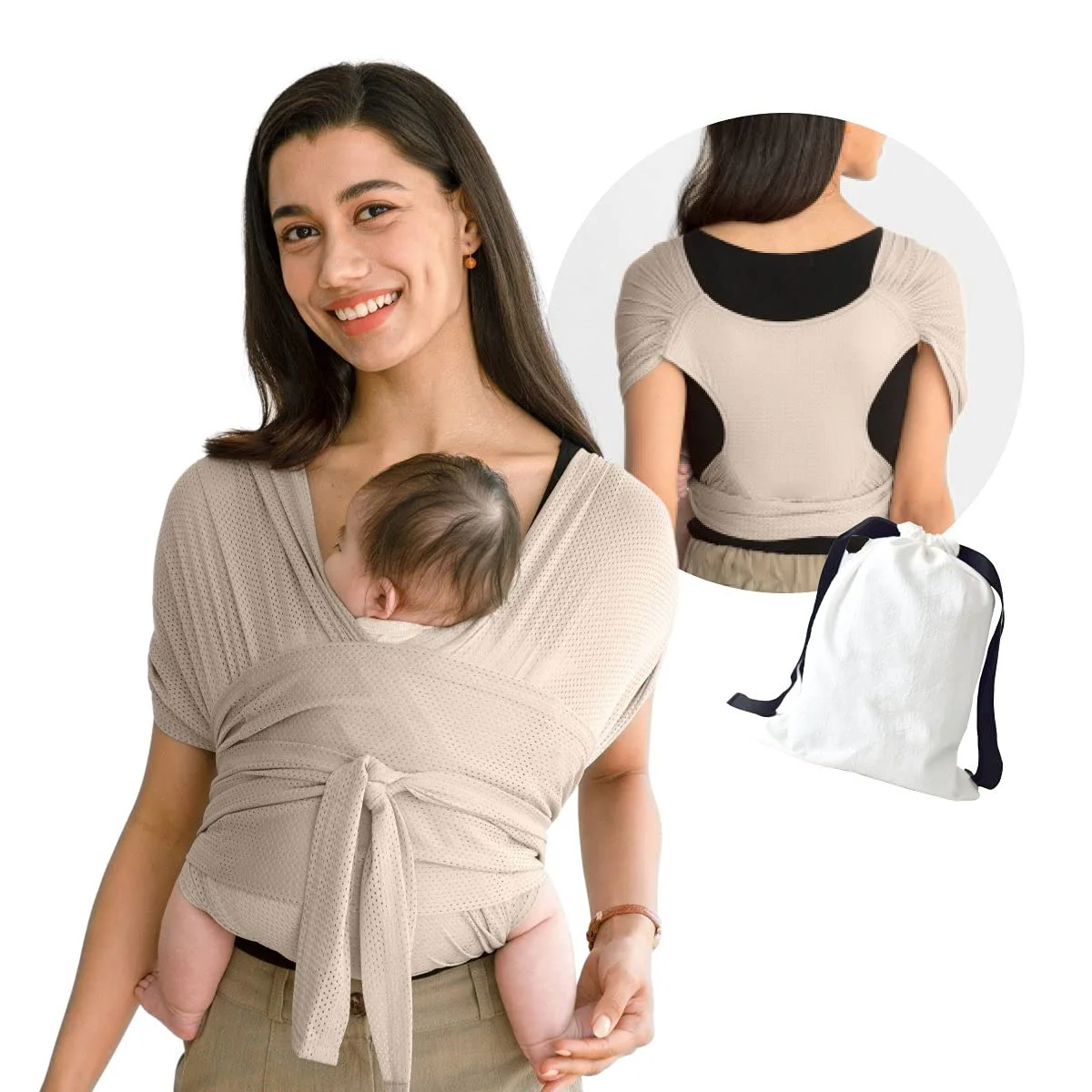 New Custom logo Solid Color Comfortable Breathable Adjustable Mesh Baby Sling Wrap Carrier for Summer