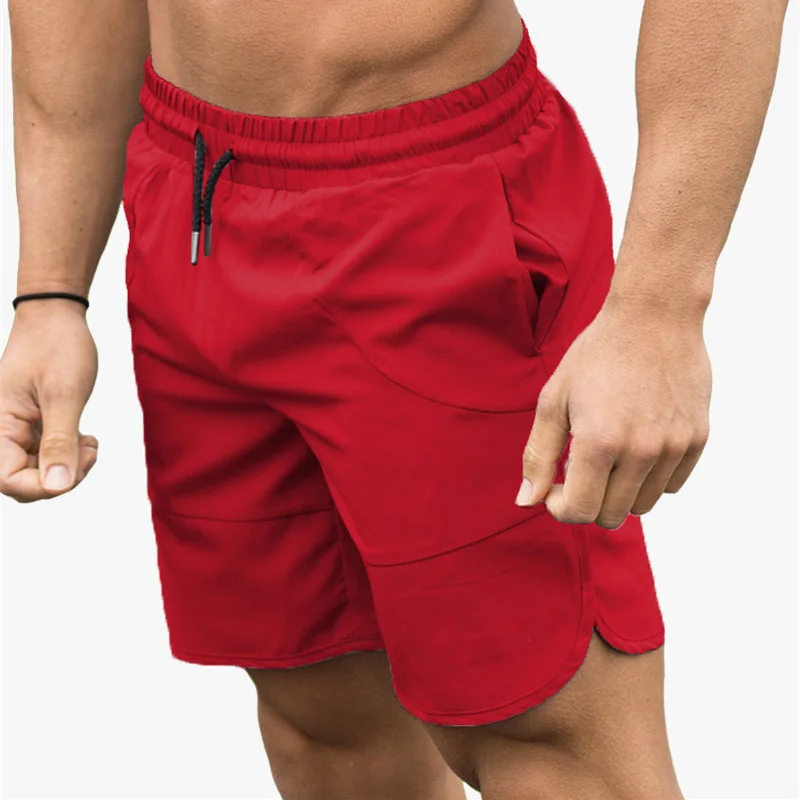 Hot Summer Muscle Training Running Shorts Solid Printing Workout Gym Shorts Men with Pocket867_voghion.com