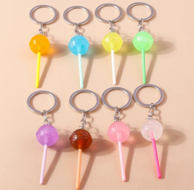 Lovely Resin Candy Lollipop Keychain Mini 3d Simulation Food Key Rings ...