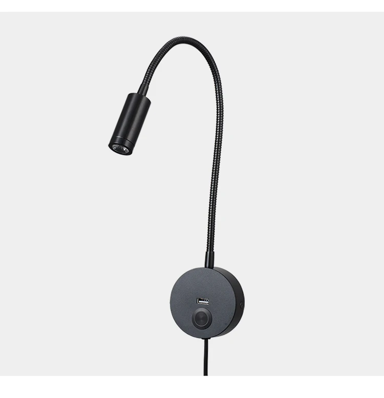 3w Touch Dimmable Led Book Light With Plug Cord Led Wall Mounted