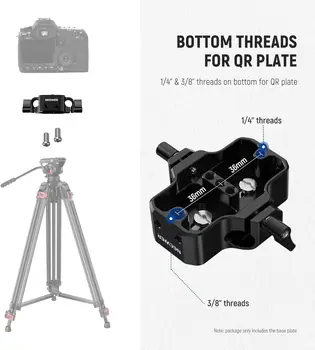 NEEWER Camera Base Plate With Dual Rod Rail Clamp, 15mm LWS Baseplate for Camera Cage Tripod Shoulder Rig With 1/4" & 3/8" detail image