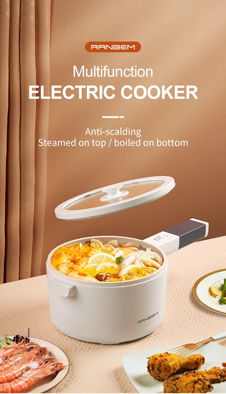 Dezin Electric Hot Pot Upgraded, Non-Stick Saut Pan, Rapid Noodles Cooker, 1.5L