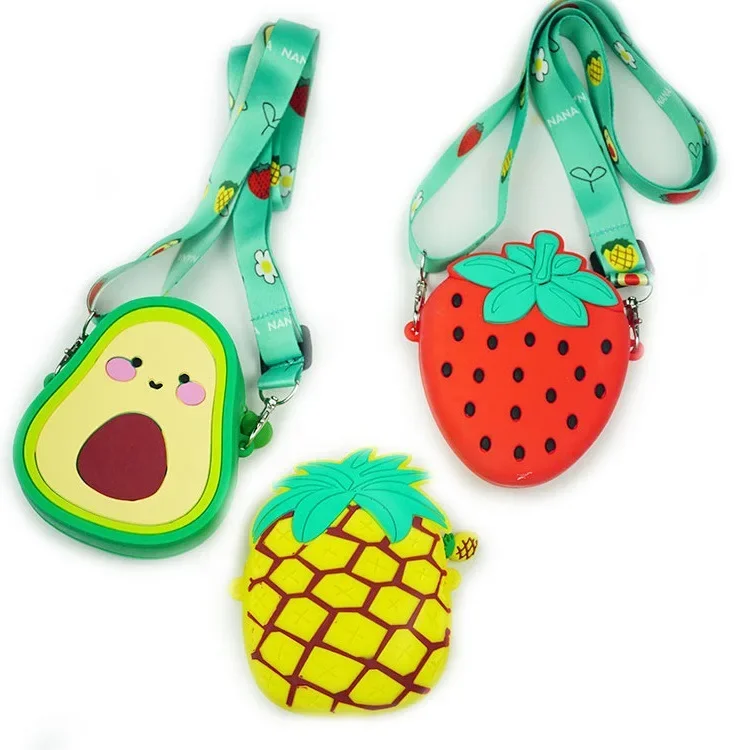 Japanese Style Mini Fruit Custom Children's Silicone Shoulder Bags Cute Cartoon Pouch Purse for Girl Beautiful Handbags for Kids