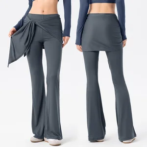 Roregal New Arrival 2-piece Set Detachable Fart Curtain Yoga Leggings High Waist Casual Yoga Micro Flared Pants