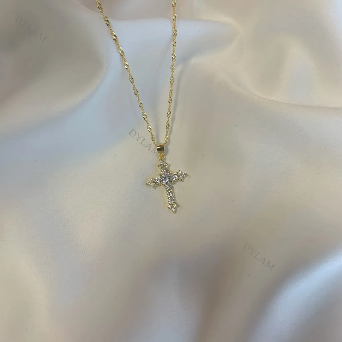 KAKODIY Sterling Silver Jewelry Simple Crystal Pendant Women's Necklace Zirconia Jewelry Couple Exquisite 925 Sterling Silver Cross Necklace detail 13