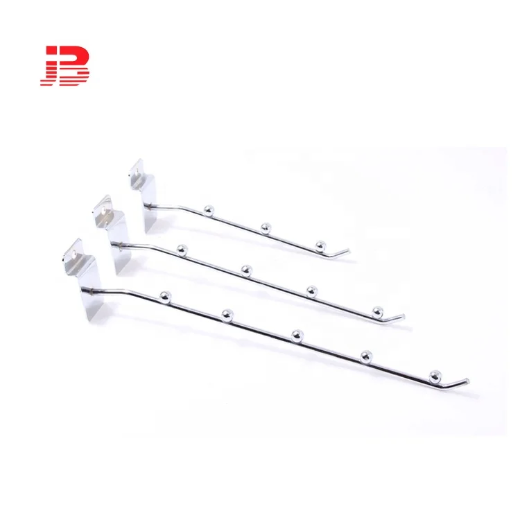 Chrome Color and 6mm Diameter of the wire slatwall hook with 5balls