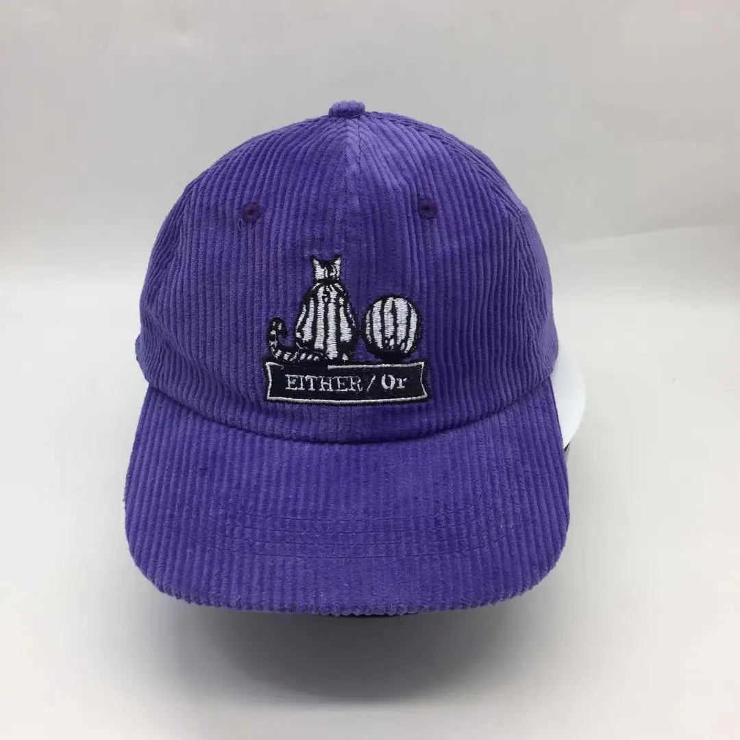 Unstructured 6 Panel Corduroy Hats Snap Back Hat Manufacture With Custom logo