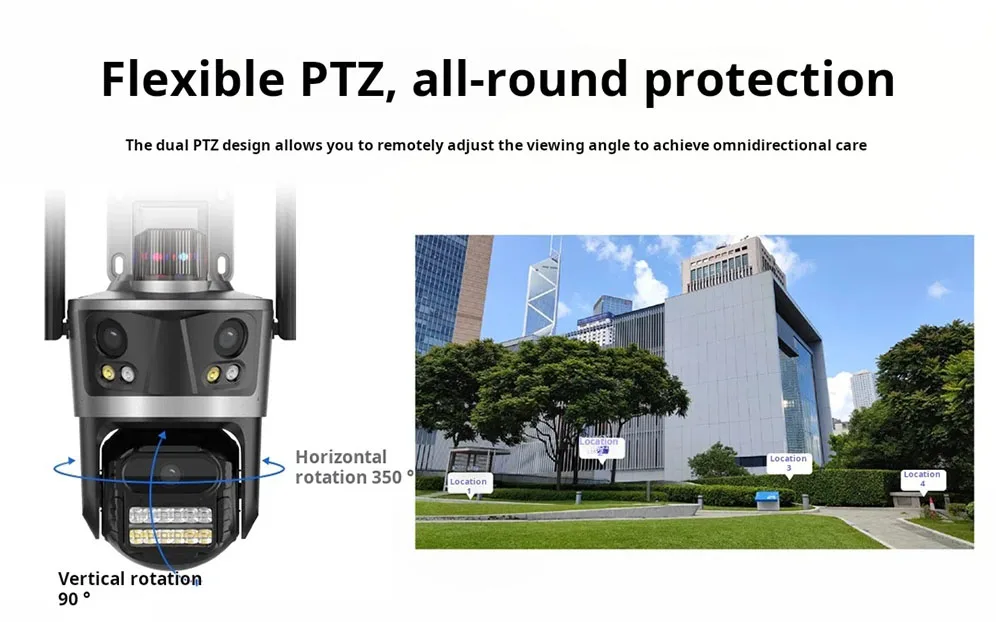 CCTV Wifi IP kamera dönüştürmek çift Lens HD 4MP PTZ rotasyon güvenlik su geçirmez H.265