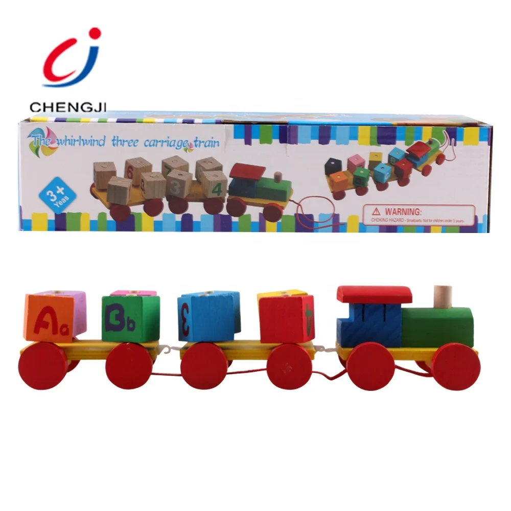 Baby Alphabet Education Block Sorting Stacking Shape Color Wooden Toy Set Train