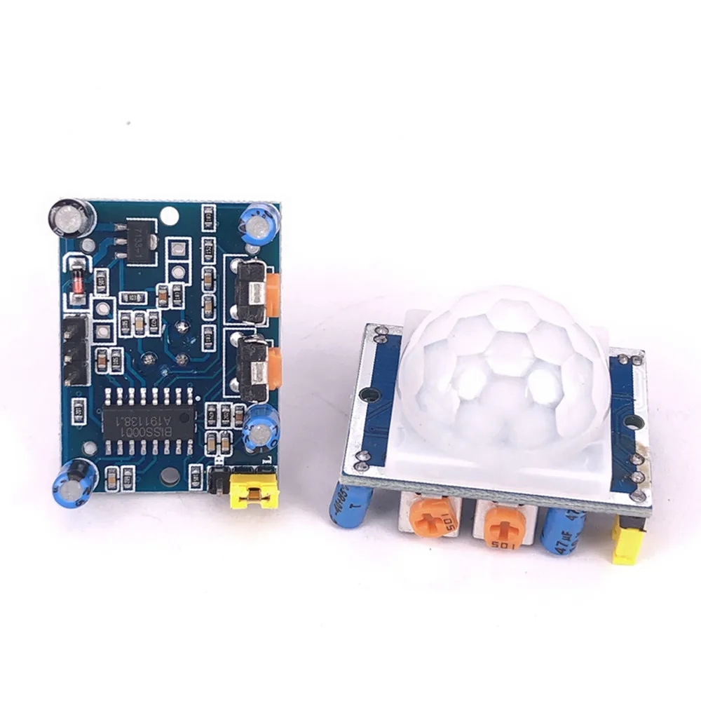 2x Sensore Di Movimento A Infrarossi HC‑SR501 Regolabile – SR501 Per Rilevamento PIR, 4.5‑20V DC, Trigger Ripetibile/non Ripetibile, Tempo Di Ritardo 5‑200s, Ideale Per Allarmi E Automazione