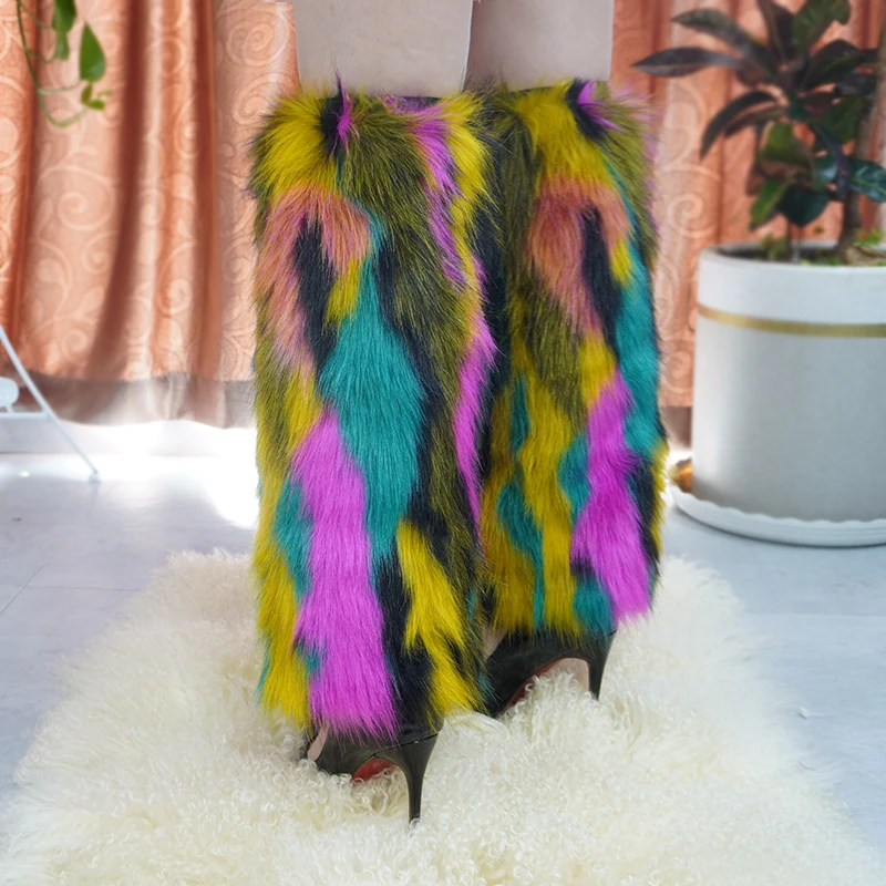 Женские теплые гетры из искусственного меха