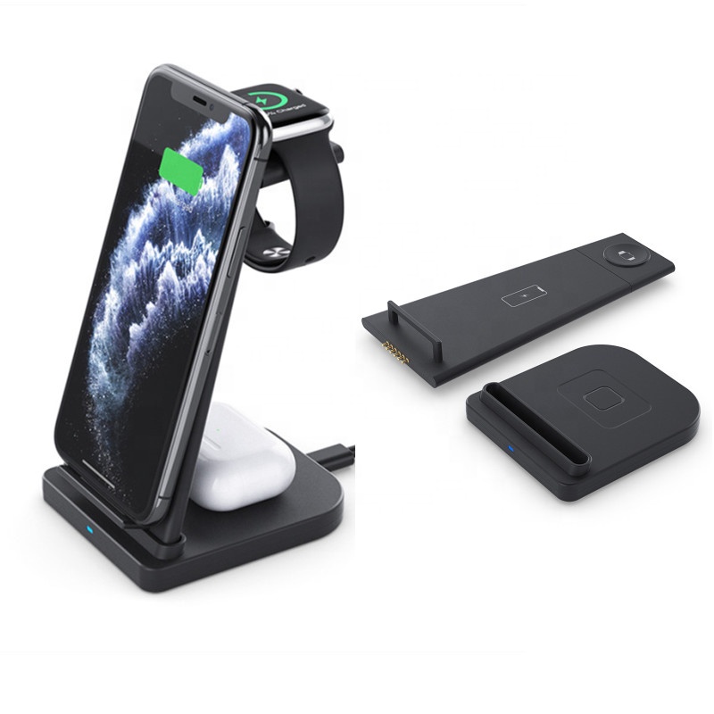 
15 Вт быстрая зарядная станция QI 3 в 1 Беспроводное зарядное устройство для iPhone 12 для iwatch для airpods 