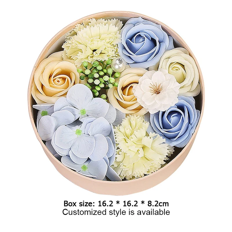Mother Day Wholesale Custom Artificial Soap Flowers Box Round Shape