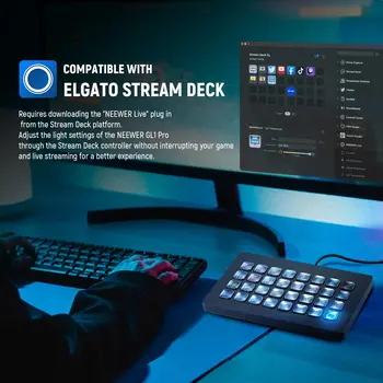 NEEWER 15.5" Key Streaming Light LED Studio Video Light Kit Led Panel Light with C-Clamp Stand for Gaming Video Recording detail image