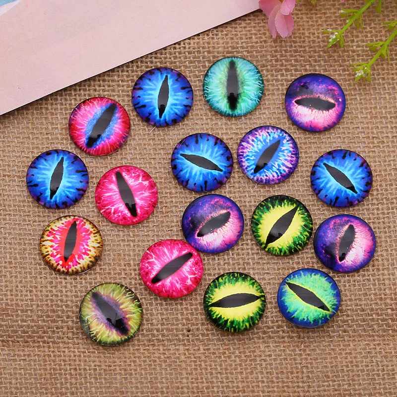 100Pcs Assorted Dragon Eyes Glass Cabochon Eyes for Clay Doll Making Sculptures Props for DIY Crafts Jewelry Making Christmas Gift 