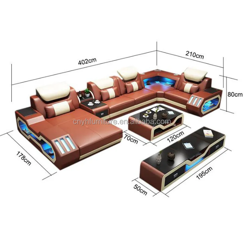 White Leather Sectional Large Storage Sofa Seat Leather Recliner Sofa Set  Seater l Shape Sofa Set Designs