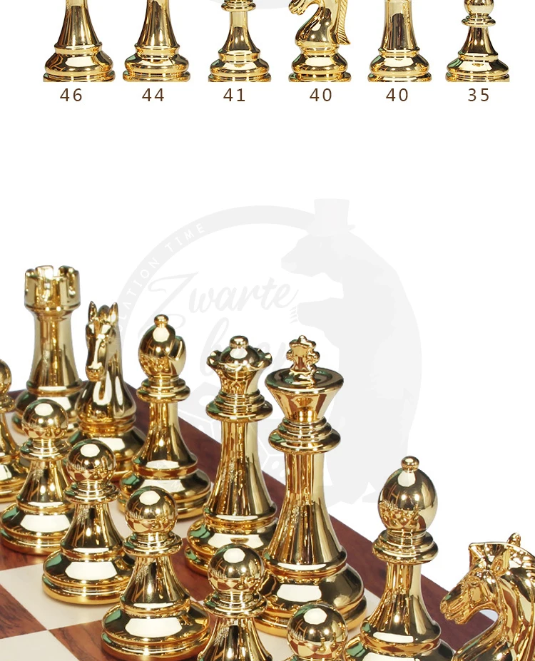 Metal Chess Set Acrylic Plating Gold Silver Chess Set Luxury Folding
