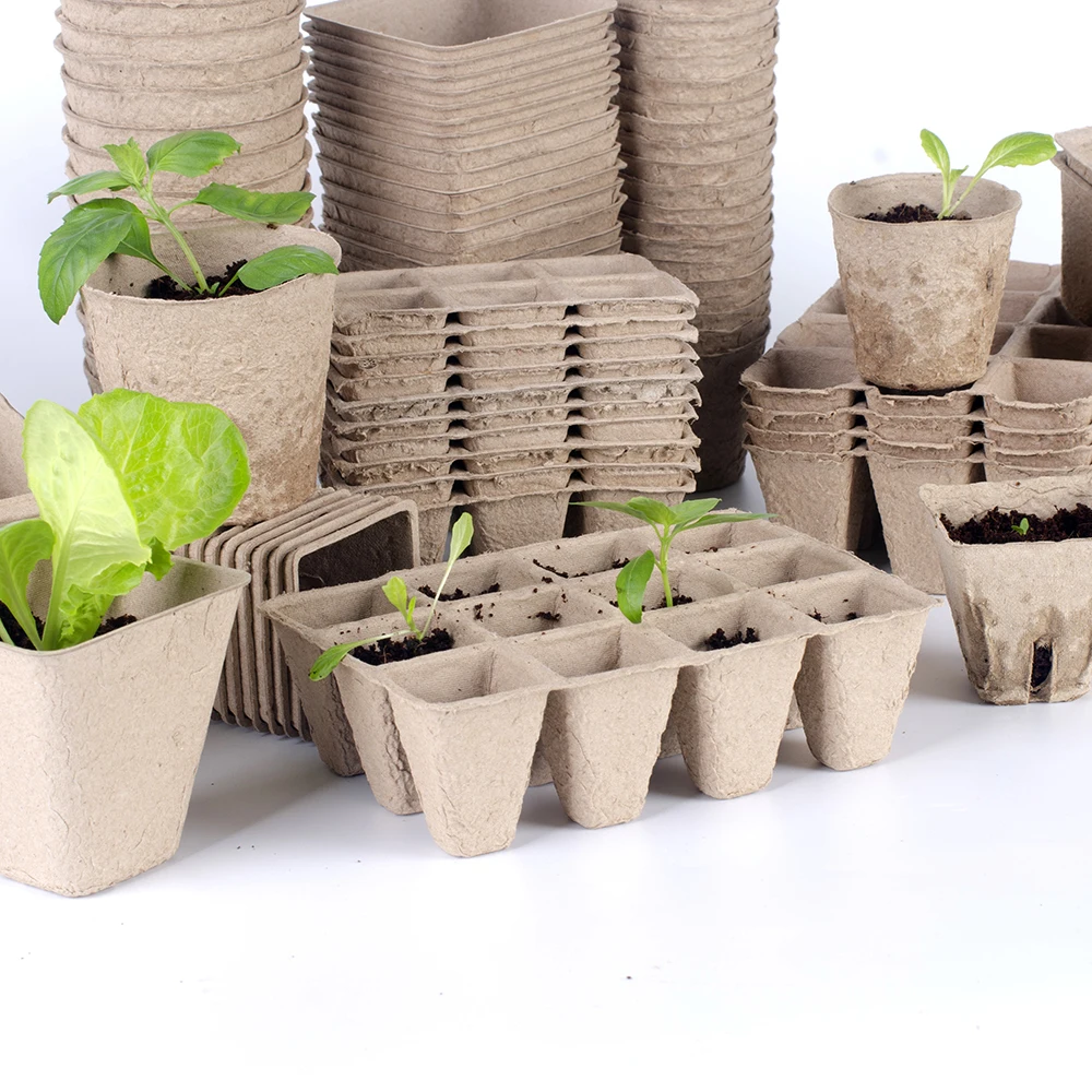 Nursery Pots Biodegradable Paper Pulp Peat Pot Plant Nursery/Cup Tray Outdoor US 