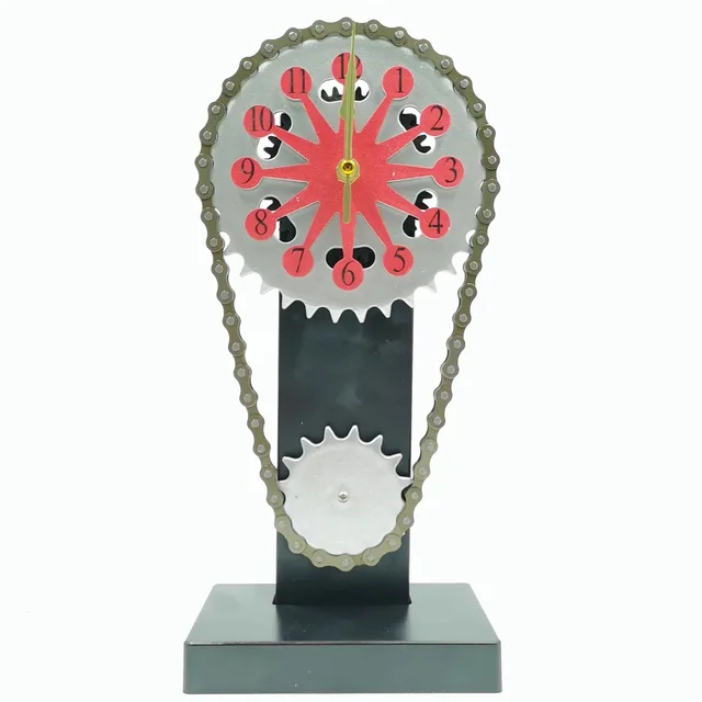 Creative Decoration Desk Clock Crafts Chain Gear Clock Industrial Style Rotating Gear Clock