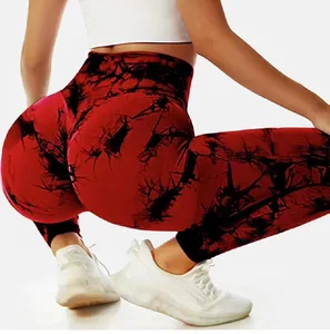 High Waist Nine-Point Yoga Pants Peach Hip Compression Quick-Drying Fitness Leggings Solid Tie-Dye Style Internet Popular for