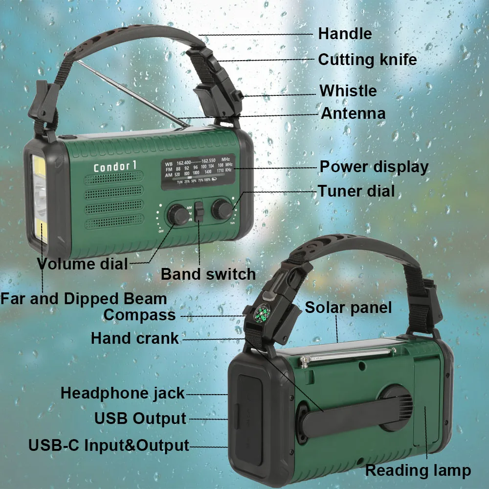 Emergency Weather Radio, 20000mAh NOAA/AM/FM Solar Hand Crank Radio