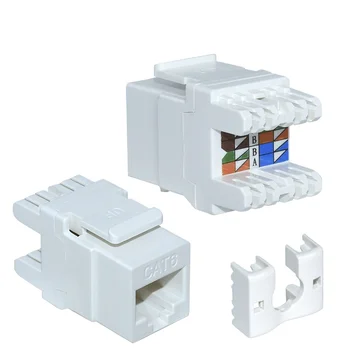 LINK LK5EUW Prise Réseau Keystone Jack Rj45 Catégorie 5E Utp Couleur Blanc 180° Contacts Dorés 50 Micron