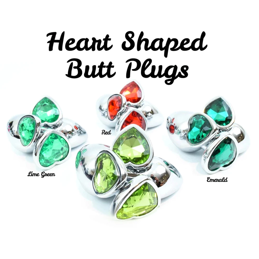 New Crystal Jewelry Vaginal Couple Sex Toy Heart Shape Anal Plug Small Size  Multiple Colors Metal Stainless Steel Sex Toy Plug