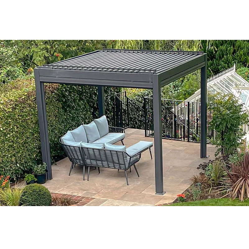 Fashion Outdoor Louvered Pergola with Adjustable Aluminum Gazebo Sun Shade Patio Aluminum Pergola 3x6 m for Garden