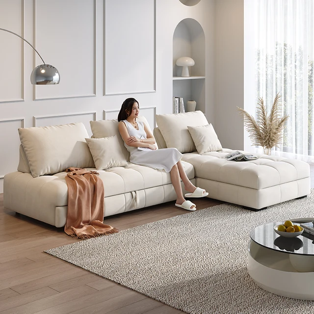 Princess sofa bed multi-functional living room storage corner technology cloth simple latex sofa bed dual-purpose folding
