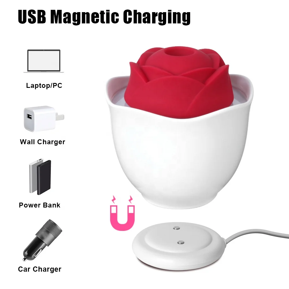 USB Charging Sex Toys Rose Clitoris Stimulator Led Light Rose Shape Toy  Vaginal Sucking Vibrators