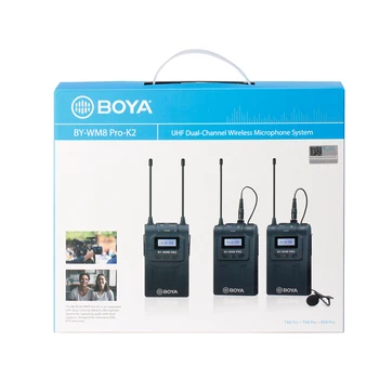 BOYA BY-WM8 Pro-K2 UHF Dual-Channel Lavalier Wireless Microphone System With One Receiver Two Transmitter detail image
