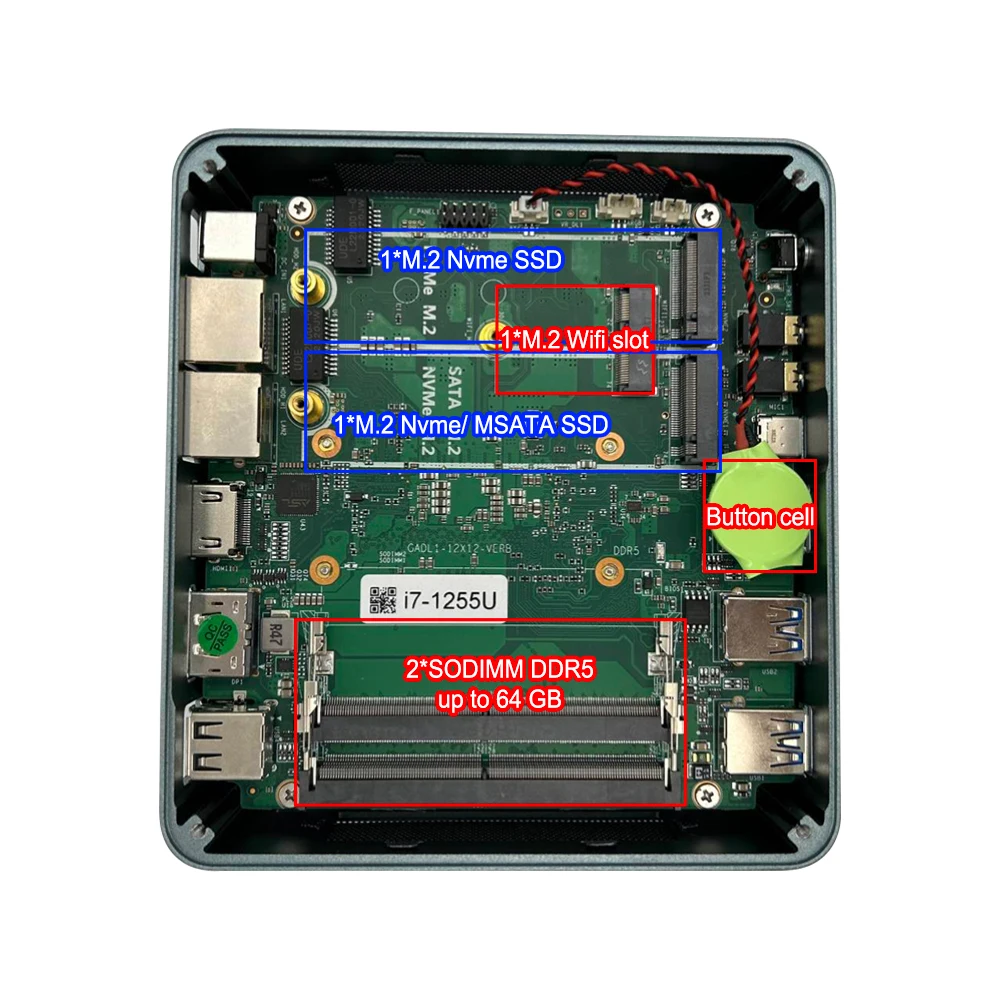 Mini Pc 13th 12th Gen Core I3 I5 I7 1235U 1355U Processor  Win11 Pro Dual Lan Dual Channel DDR5 Slot Mini Pc Gaming Compu