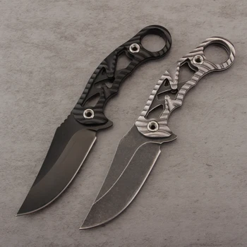 Lightweight 8Cr13 Stainless Steel Camping Hollowed Finger Hole Aluminum Handle Fixed Blade Hunting Knife