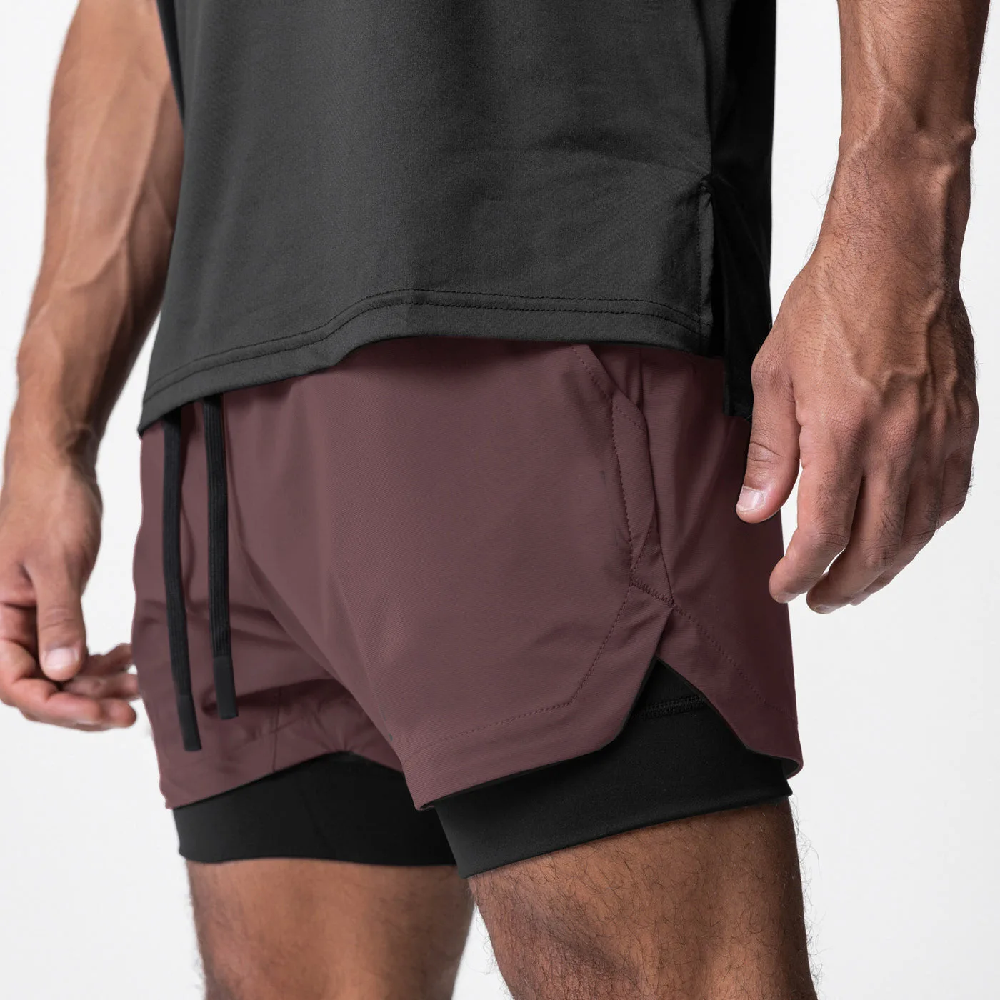 AOLA Custom  2 in 1 Summer Breathable Lining Sports Workout Gym Men's Running Basketball Shorts414_voghion.com