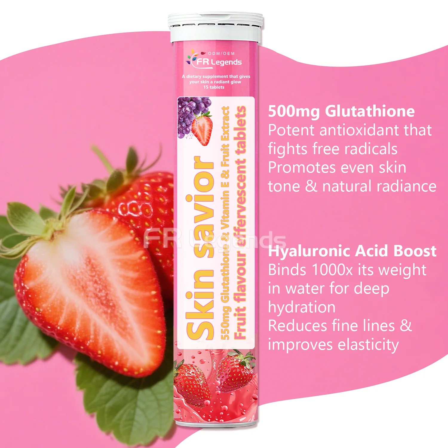 OEM Glutathione Vitamin C E Tablets Supplement Skin Lightening Whitening  Skin Glow Effervescent Tablets