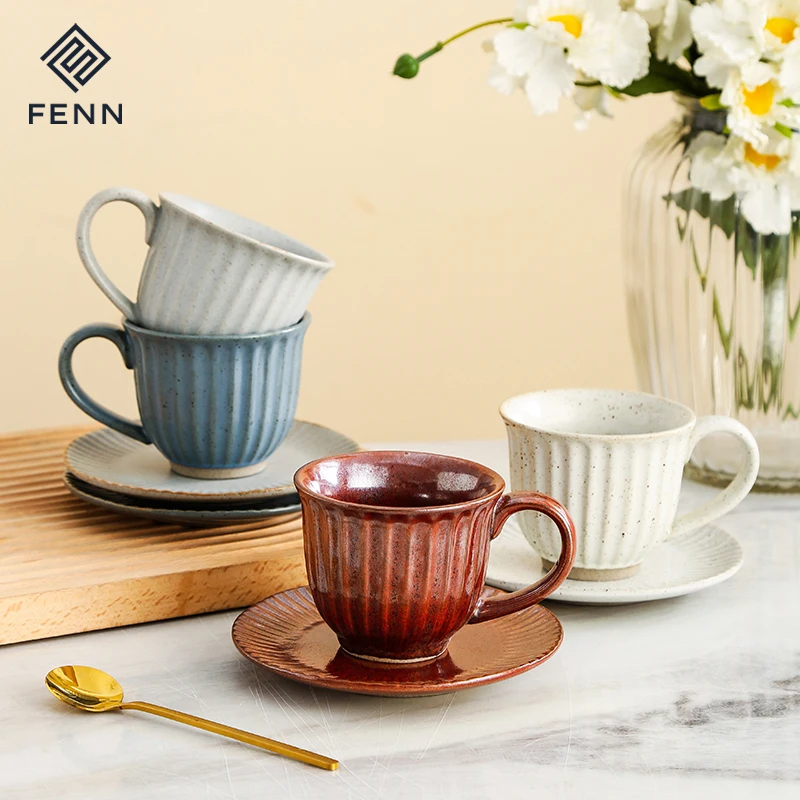 product fenn 180ml hot selling unique durable mug custom printed coffee tea cup and saucer sets wholesale ceramic mug gift set-57