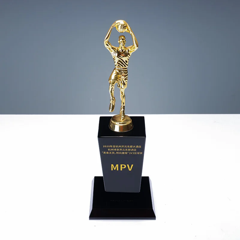 Factory Direct  k9 Crystal Metal  MVP Basketball Trophy With Custom Design manufacture